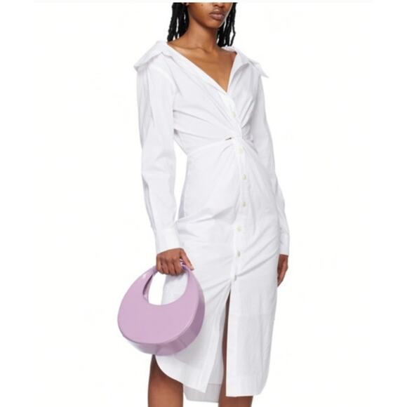 STAUD Dresses & Skirts - STAUD Clea White Collared Midi Shirt Dress Minimalist Chic Resort Wear Small